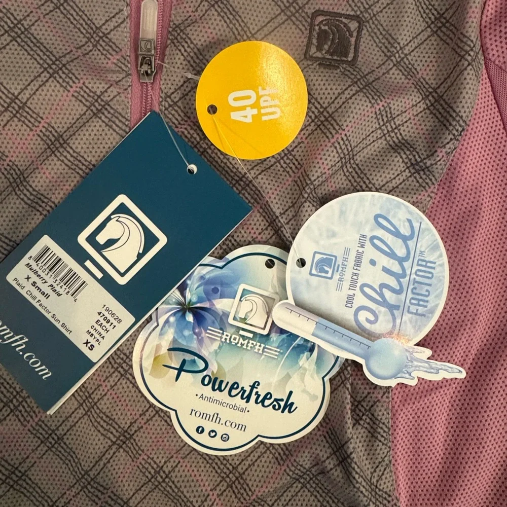 Romfh Pink and Brown Plaid Long Sleeve Quarter-Zip Top - Picture 4 of 4